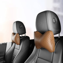 Load image into Gallery viewer, SENYAZON Memory Foam Car Neck Pillow, Car Soft Leather Headrest Neck Support for Driving Home Office Black 2 PCS