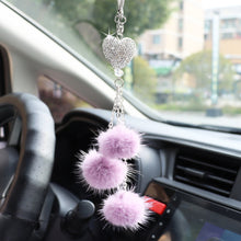 Load image into Gallery viewer, Crystal Diamond Ball Heart Shape Rearview Mirror Pendant Car Decoration Pendant

