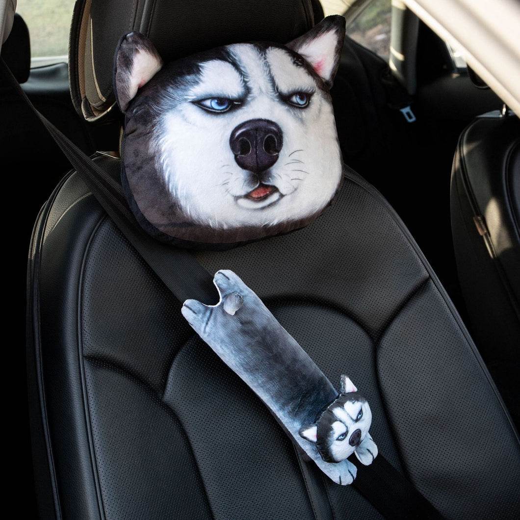3D Anime Car Accessories Car Decorations Interior Aesthetic Cat Or Dog Neck Pillow, Seat Belt Pad