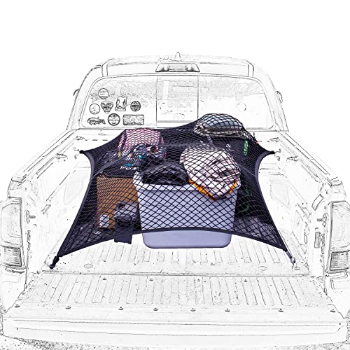 Highly Elastic Cargo Net, Simple Truck Bed Cargo Mesh Organizer, Suitable for Daily Light Loads of Trucks, 4'x4' Stretches to 7'x7'