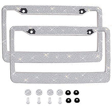Load image into Gallery viewer, 2 PCS License Plate Frame Crystal Stainless Steel Car License Plate Frame Covers
