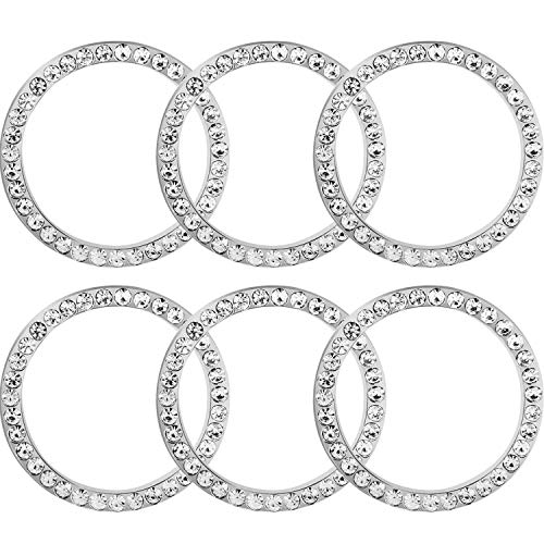 6 PCS Crystal Car Bling Decorations Ring Emblem Sticker Car Start Stop Accessories