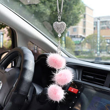 Load image into Gallery viewer, Crystal Diamond Ball Heart Shape Rearview Mirror Pendant Car Decoration Pendant
