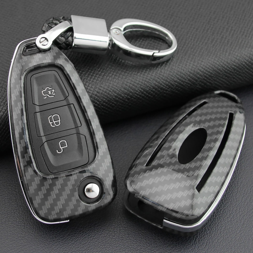 Carbon Fiber Car Key Case Car Remote Shell Cover Fit For Ford Focus Escape Kuga