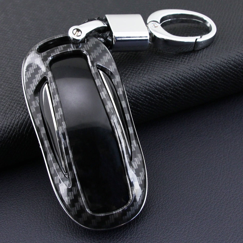 SENYAZON Carbon Fibre Car Key Case Car Remote Shell Cover Fit For Tesla Model X