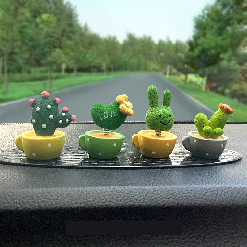Car Accessories Cute Spring Plant Cactus Small Potted Ornament Decoration